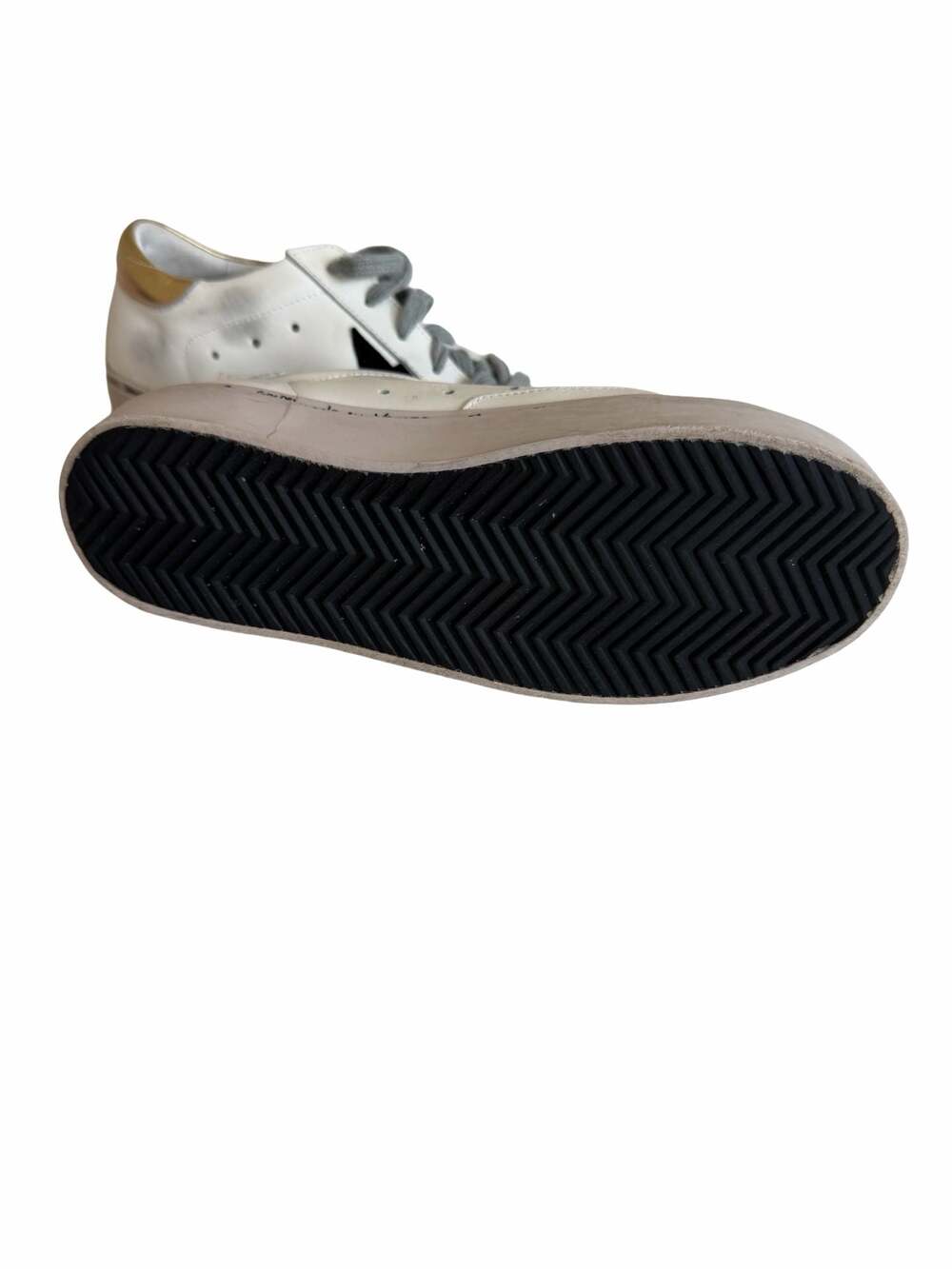 Golden Goose Hi Star Platform Sneakers White Leather Black Star Gold Heel - Picture 3 of 6